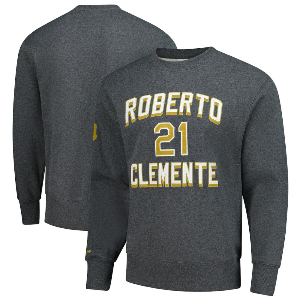 Roberto Clemente Pittsburgh Pirates Mitchell & Ness Legends Collection Vintage Logo Name & Number Fleece Pullover Sweatshirt - MLB