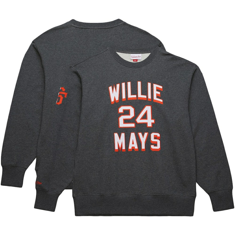 Willie Mays San Francisco Giants Mitchell & Ness Legends Collection Vintage Logo Name & Number Fleece Pullover Sweatshirt - MLB