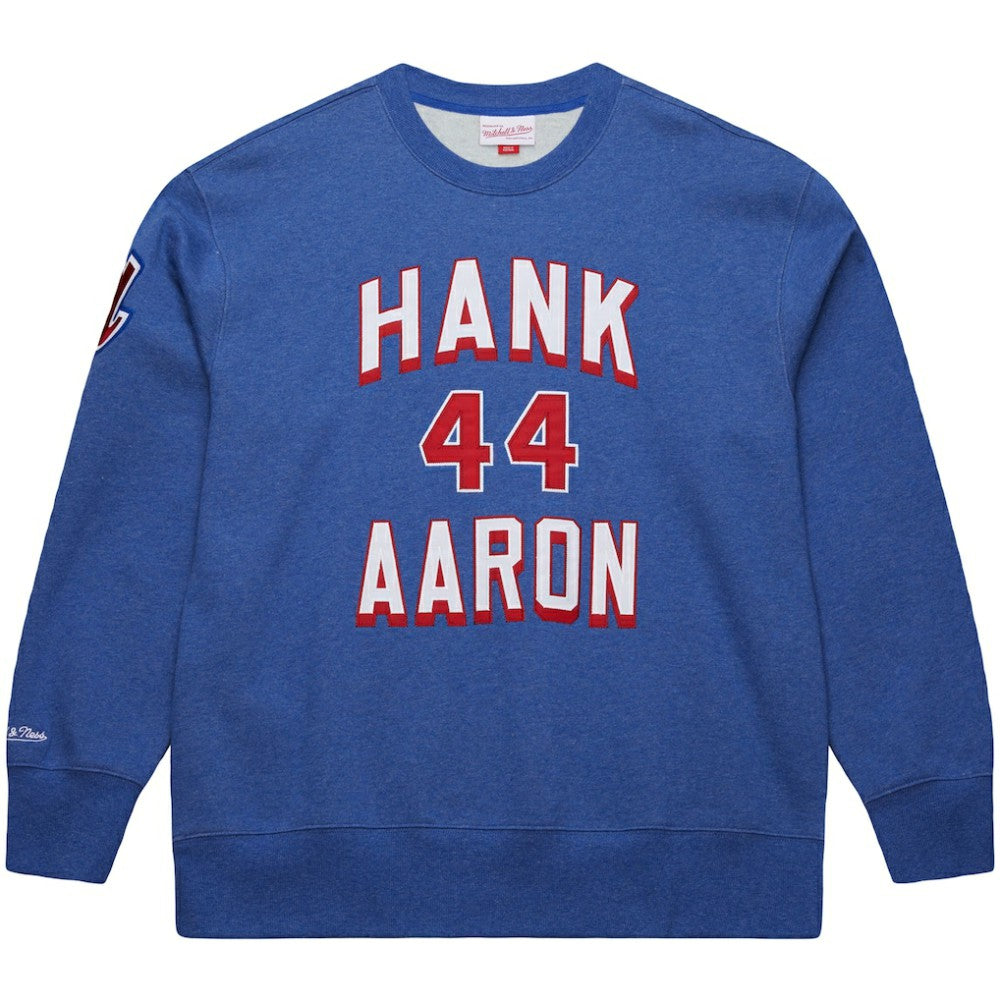 Hank Aaron Atlanta Braves Mitchell & Ness Legends Collection Vintage Logo Fleece Name & Number Pullover Sweatshirt - MLB