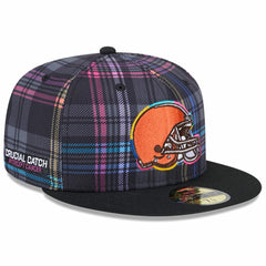 Cleveland Browns New Era 2024 NFL Crucial Catch Plaid 59FIFTY Fitted Hat Black | NFL