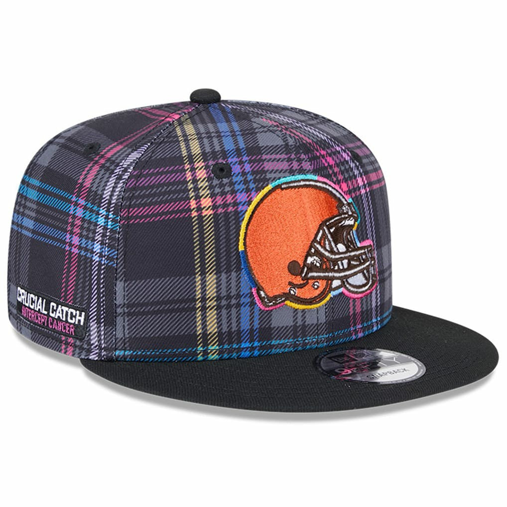 Cleveland Browns New Era 2024 NFL Crucial Catch Plaid 9FIFTY Snapback Hat Black | NFL