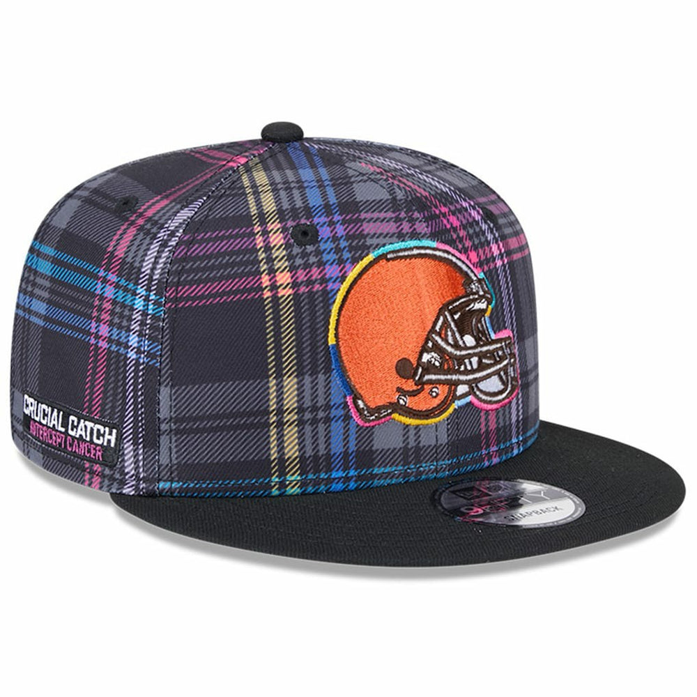 Cleveland Browns New Era 2024 NFL Crucial Catch Plaid 9FIFTY Snapback Hat Black | NFL
