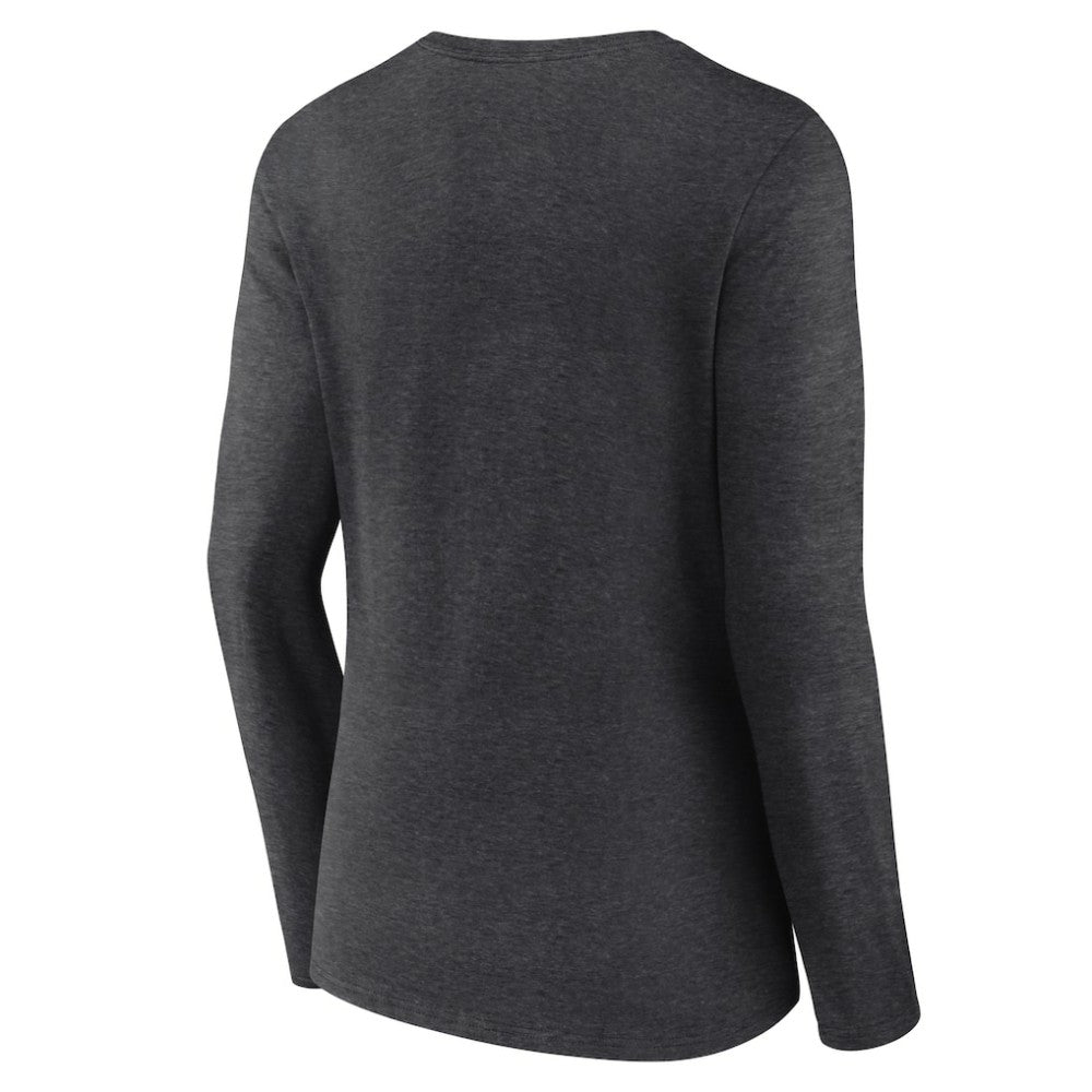 Vegas Golden Knights Women's Primary Logo Long Sleeve V-Neck T-Shirt - Charcoal - NHL