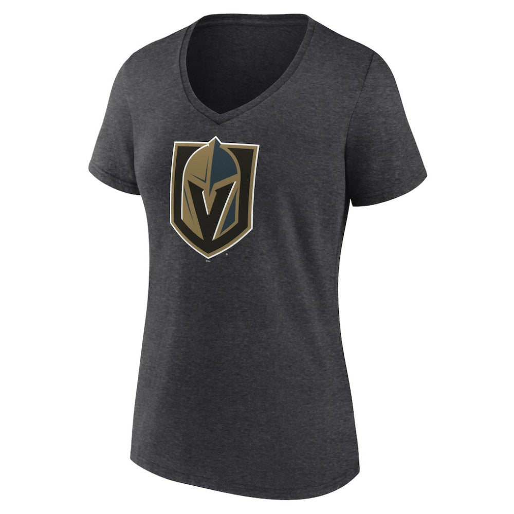 Vegas Golden Knights Women's Primary Logo V-Neck T-Shirt - Charcoal - NHL