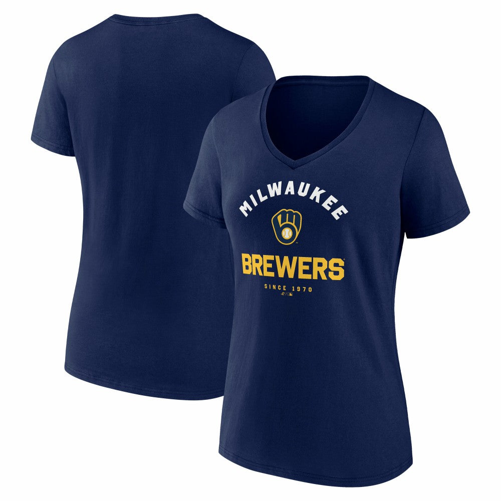 Milwaukee Brewers Logo Athletic Women's Unrivaled V-Neck T-Shirt - MLB