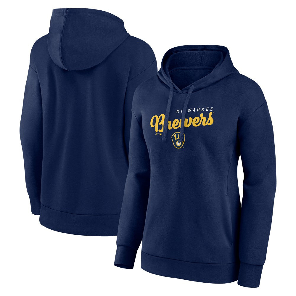 Milwaukee Brewers Logo Athletic Women's Logo Triumphant V-Neck Pullover Hoodie - MLB