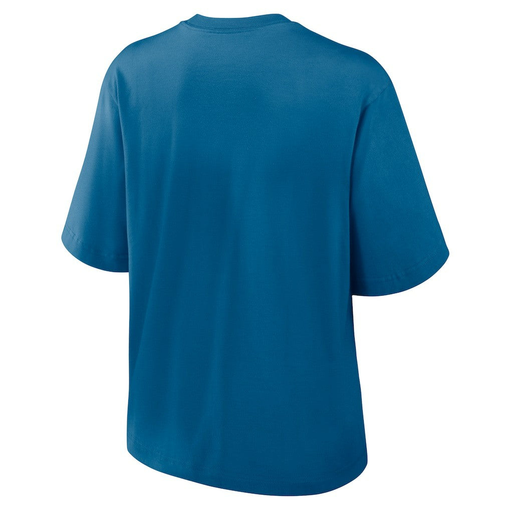 New England Patriots Women's Glory Arch Boxy T-Shirt Blue | Nike for Sale