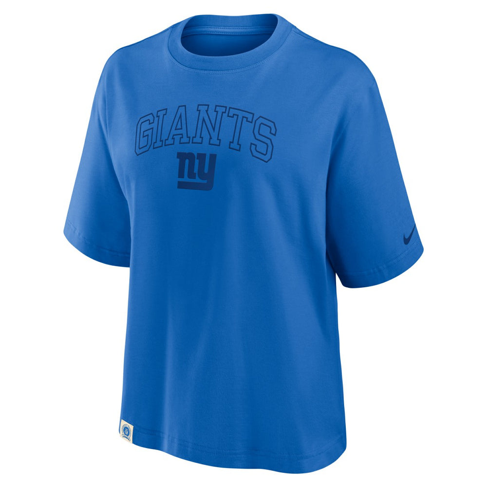 New York Giants Women's Glory Arch Boxy T-Shirt Royal | Nike for Sale