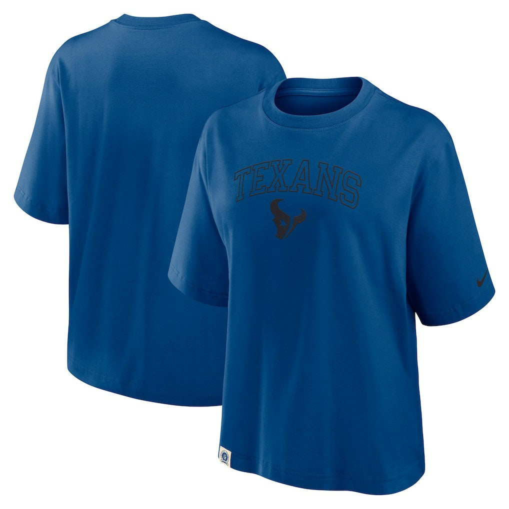 Houston Texans Women's Glory Arch Boxy T-Shirt Blue | Nike for Sale