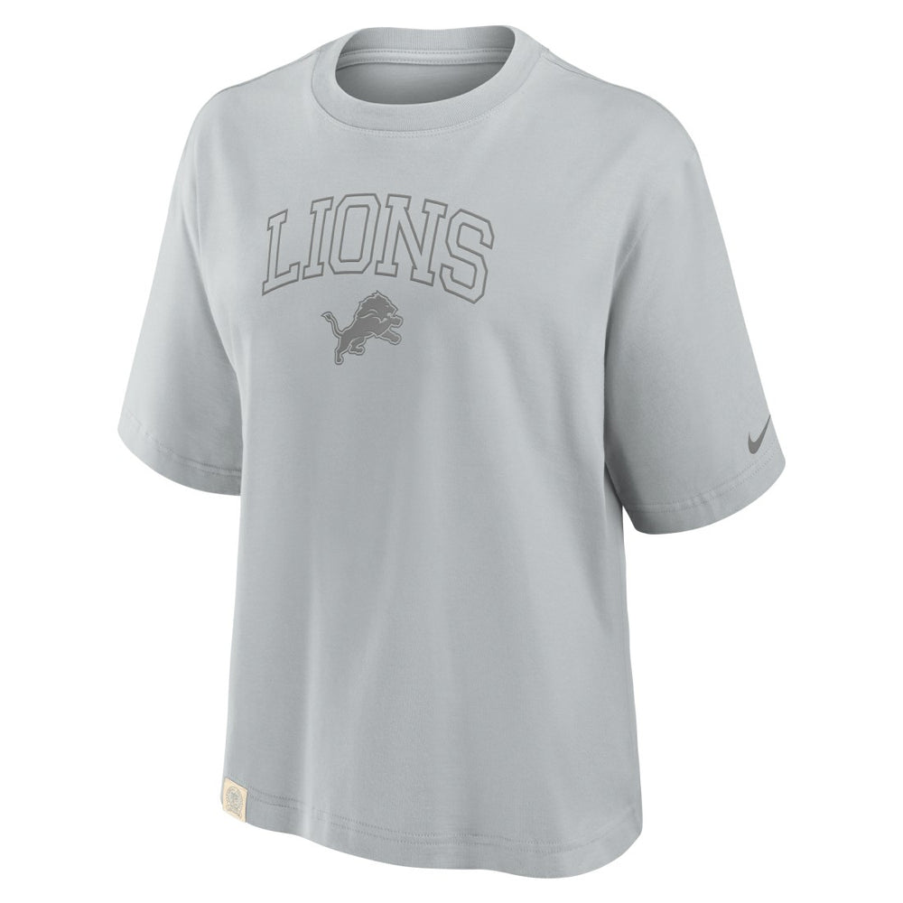 Detroit Lions Women's Glory Arch Boxy T-Shirt Gray | Nike for Sale