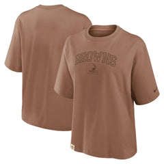 Cleveland Browns Women's Glory Arch Boxy T-Shirt Brown | Nike for Sale