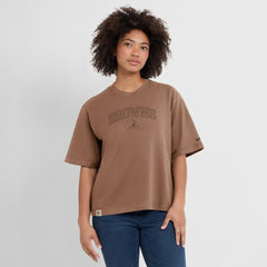 Cleveland Browns Women's Glory Arch Boxy T-Shirt Brown | Nike for Sale