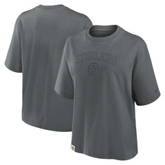 Pittsburgh Steelers Women's Glory Arch Boxy T-Shirt Charcoal | Nike for Sale