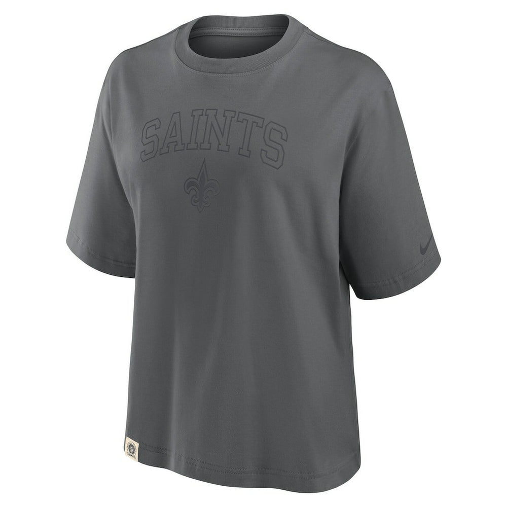 New Orleans Saints Women's Glory Arch Boxy T-Shirt Charcoal | Nike for Sale