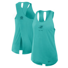 Miami Dolphins Women's Glory Open-Back Crisscross Dri-FIT Tank Top Aqua | Nike for Sale
