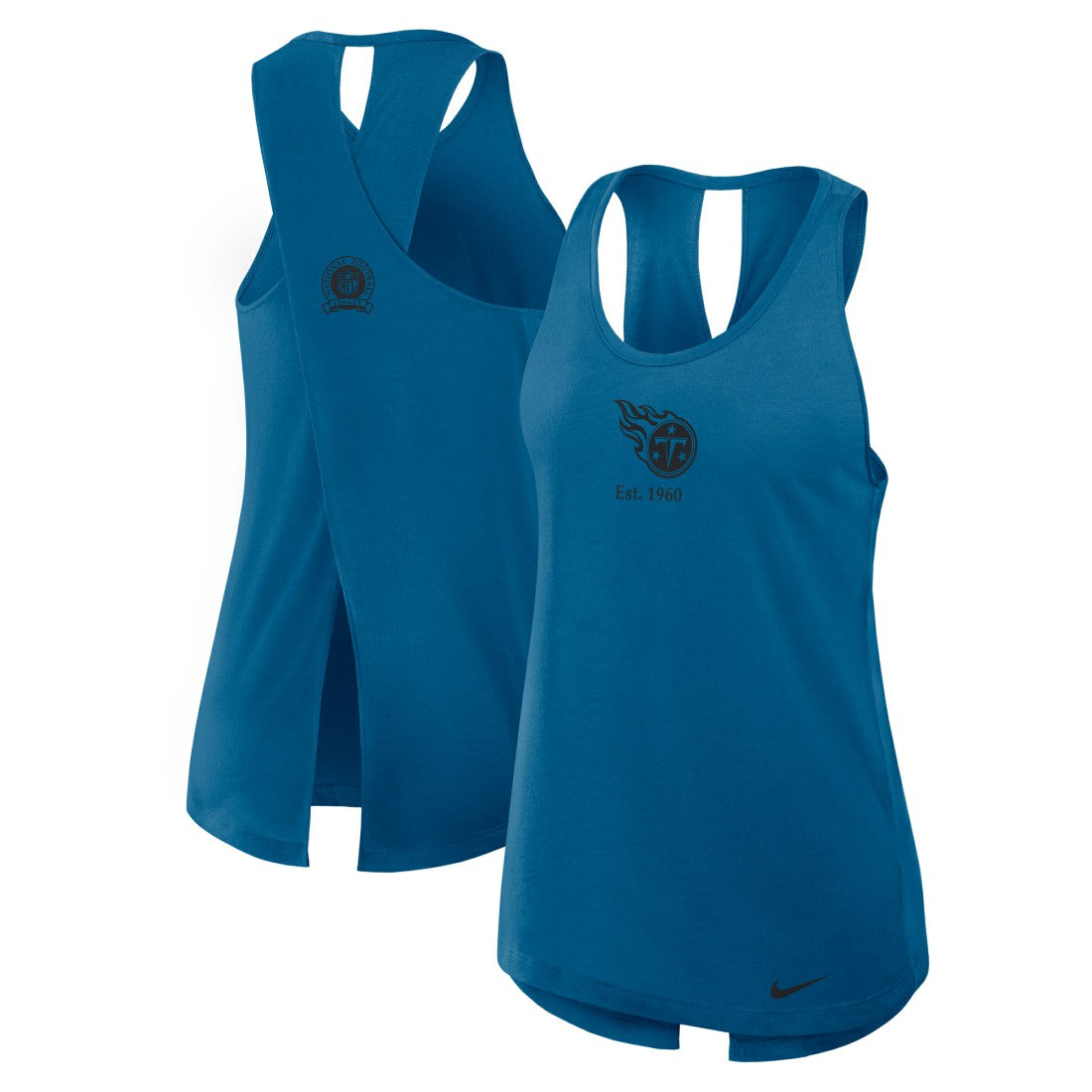 Tennessee Titans Women's Glory Open-Back Crisscross Dri-FIT Tank Top Navy | Nike for Sale
