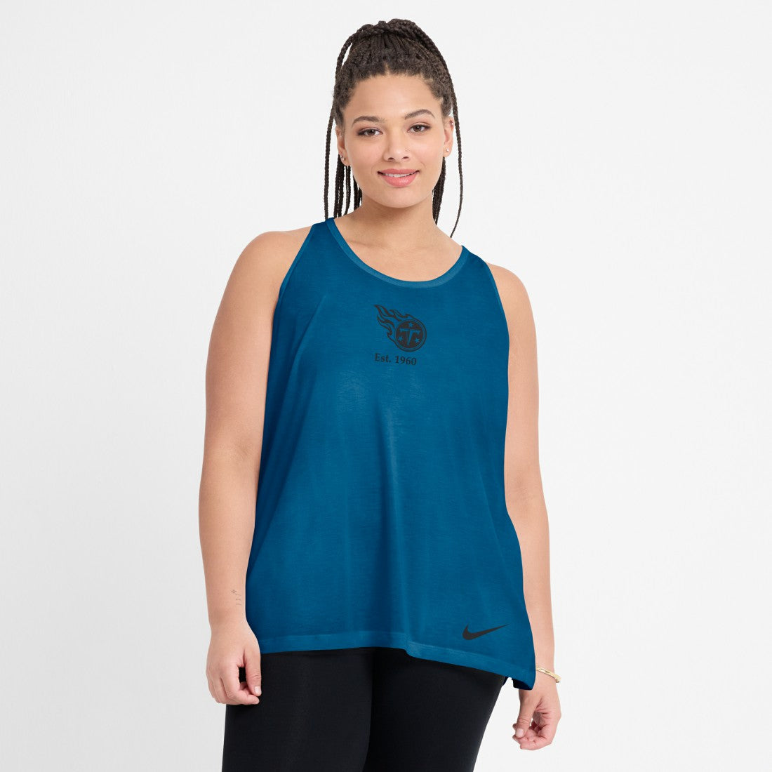 Tennessee Titans Women's Glory Open-Back Crisscross Dri-FIT Tank Top Navy | Nike for Sale