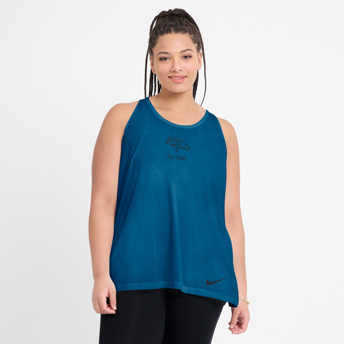 Denver Broncos Women's Glory Open-Back Crisscross Dri-FIT Tank Top Turquoise | Nike for Sale