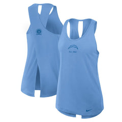 Los Angeles Chargers Women's Glory Open-Back Crisscross Dri-FIT Tank Top Powder Blue | Nike for Sale