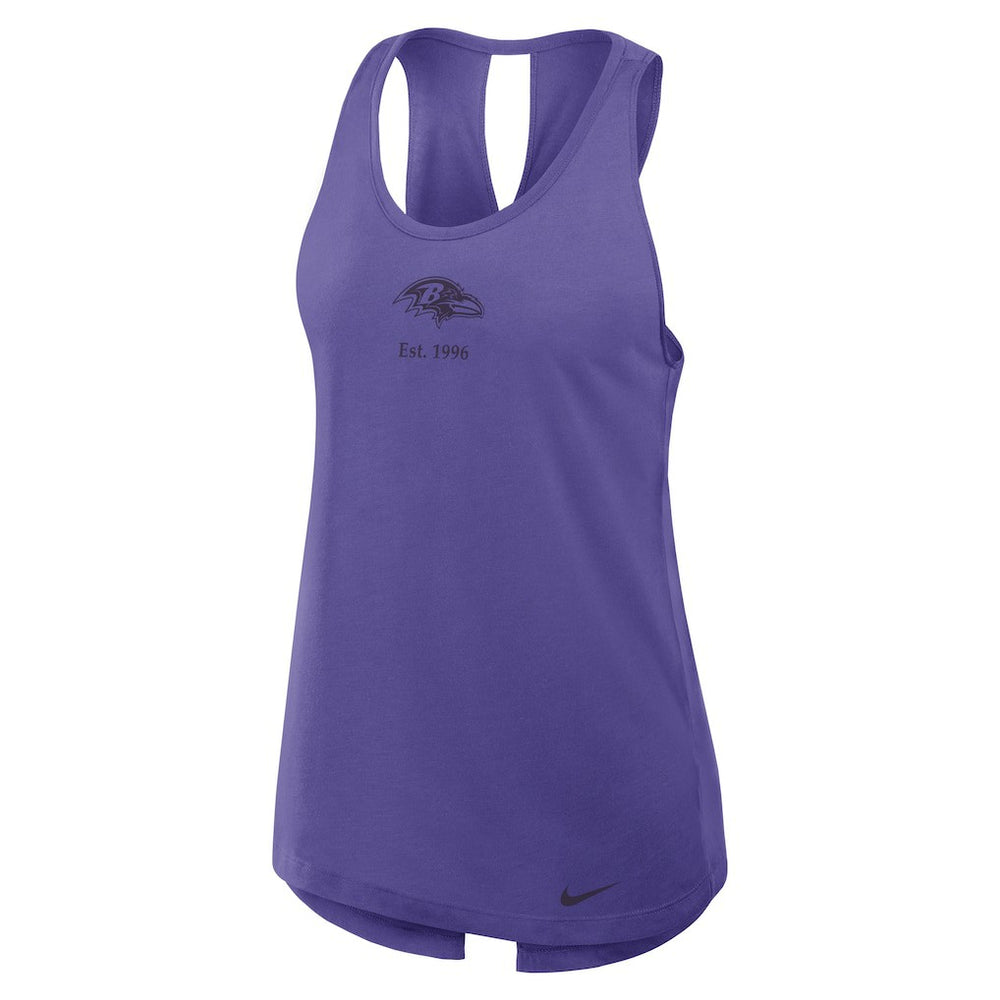 Baltimore Ravens Women's Glory Open-Back Crisscross Dri-FIT Tank Top Purple | Nike for Sale