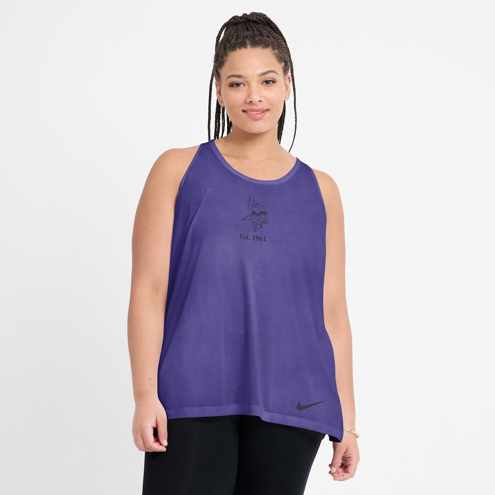 Minnesota Vikings Women's Glory Open-Back Crisscross Dri-FIT Tank Top Purple | Nike for Sale