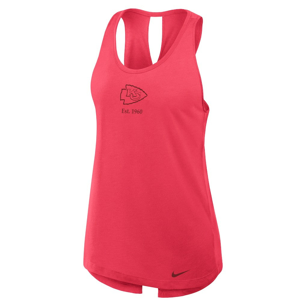 Kansas City Chiefs Women's Glory Open-Back Crisscross Dri-FIT Tank Top Light Red | Nike for Sale