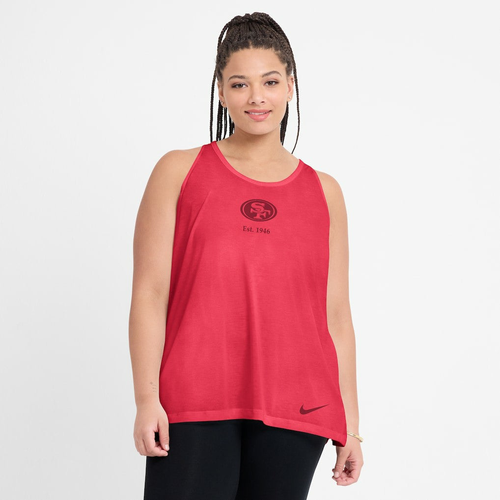 San Francisco 49ers Women's Glory Open-Back Crisscross Dri-FIT Tank Top Light Red | Nike for Sale