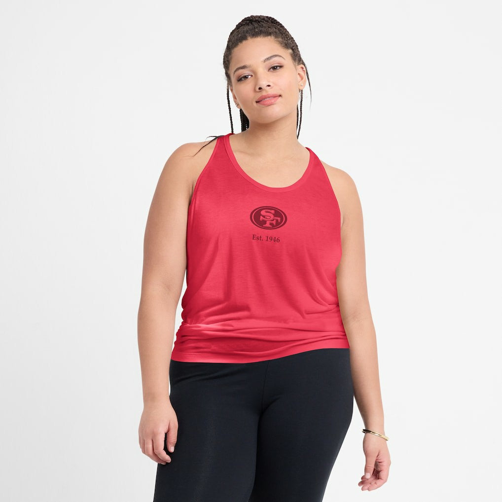 San Francisco 49ers Women's Glory Open-Back Crisscross Dri-FIT Tank Top Light Red | Nike for Sale