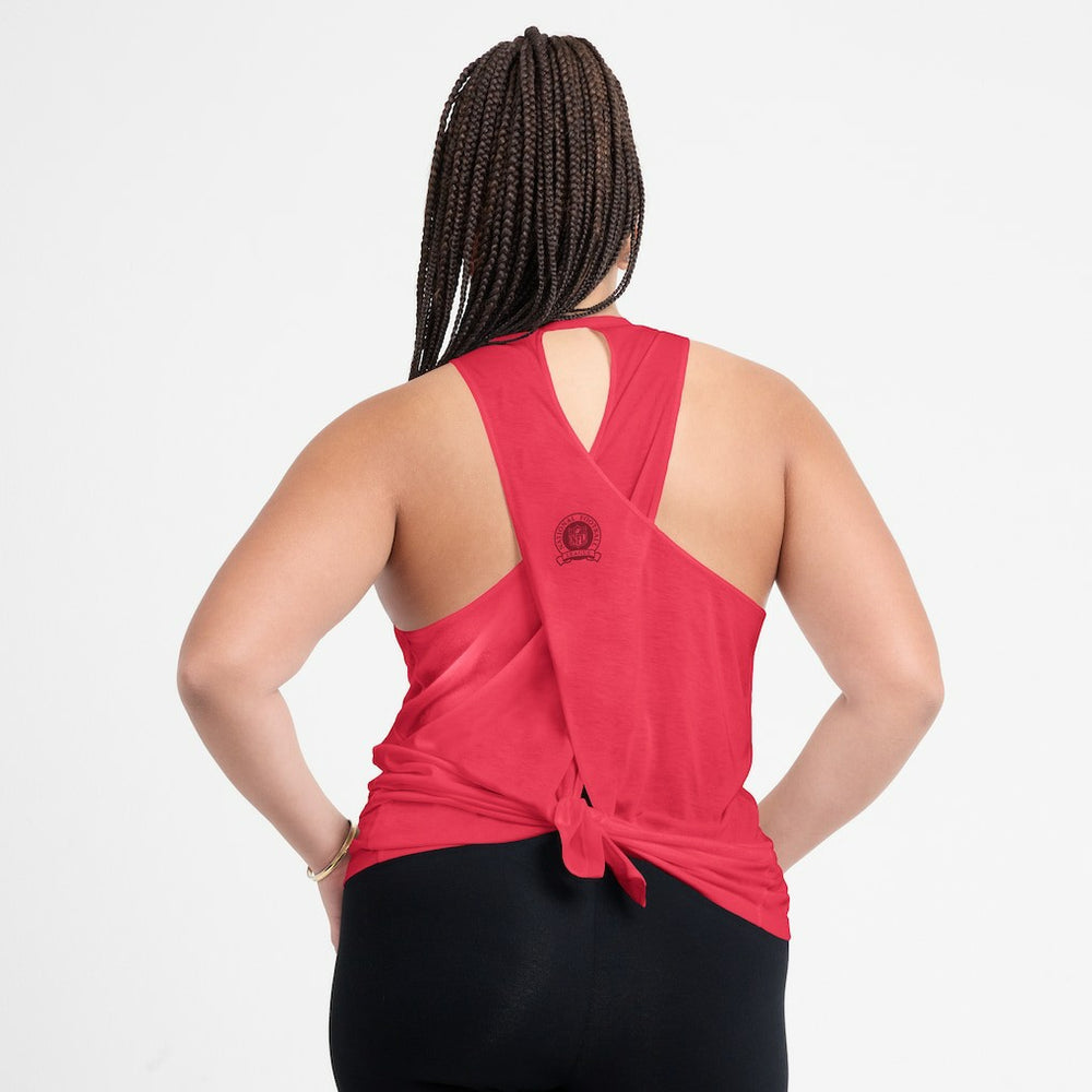 San Francisco 49ers Women's Glory Open-Back Crisscross Dri-FIT Tank Top Light Red | Nike for Sale