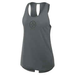 Pittsburgh Steelers Women's Glory Open-Back Crisscross Dri-FIT Tank Top Charcoal | Nike for Sale