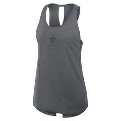 New Orleans Saints Women's Glory Open-Back Crisscross Dri-FIT Tank Top Charcoal | Nike for Sale