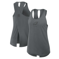 Philadelphia Eagles Women's Glory Open-Back Crisscross Dri-FIT Tank Top Charcoal | Nike for Sale
