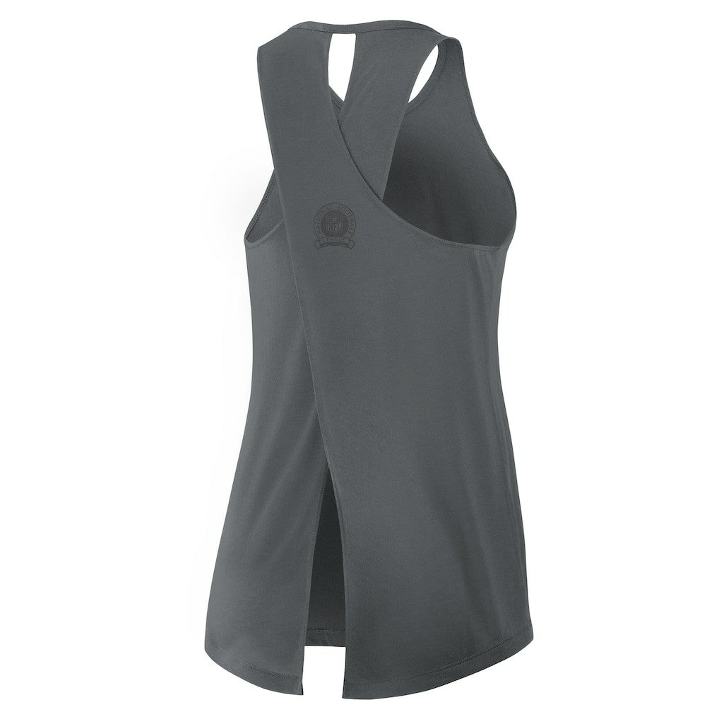 Philadelphia Eagles Women's Glory Open-Back Crisscross Dri-FIT Tank Top Charcoal | Nike for Sale