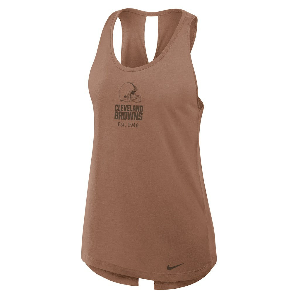Cleveland Browns Women's Glory Open-Back Crisscross Dri-FIT Tank Top Brown | Nike for Sale