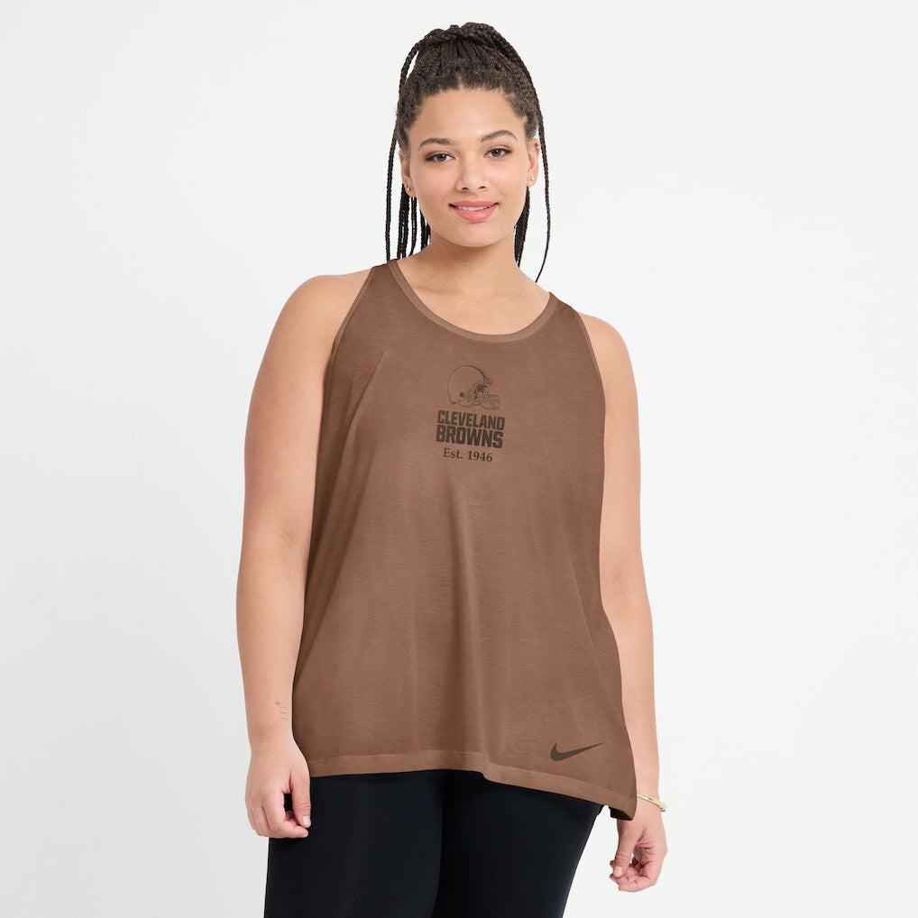 Cleveland Browns Women's Glory Open-Back Crisscross Dri-FIT Tank Top Brown | Nike for Sale