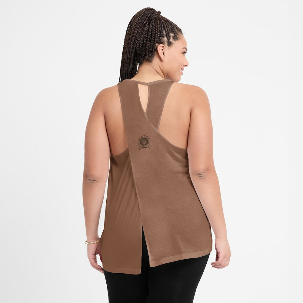 Cleveland Browns Women's Glory Open-Back Crisscross Dri-FIT Tank Top Brown | Nike for Sale