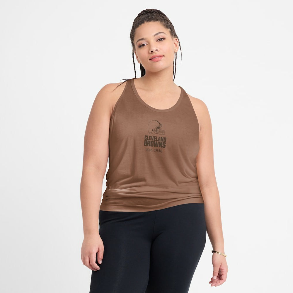 Cleveland Browns Women's Glory Open-Back Crisscross Dri-FIT Tank Top Brown | Nike for Sale