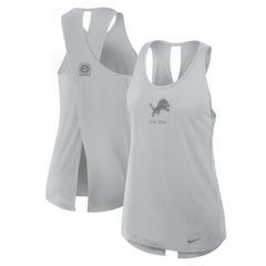 Detroit Lions Women's Glory Open-Back Crisscross Dri-FIT Tank Top Gray | Nike for Sale