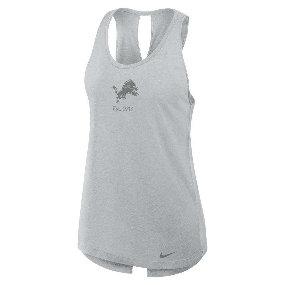 Detroit Lions Women's Glory Open-Back Crisscross Dri-FIT Tank Top Gray | Nike for Sale