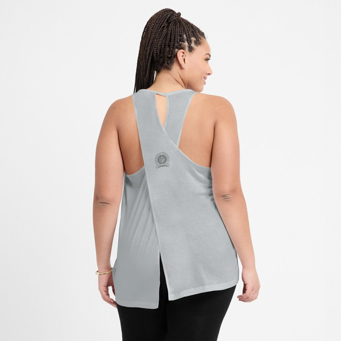 Detroit Lions Women's Glory Open-Back Crisscross Dri-FIT Tank Top Gray | Nike for Sale