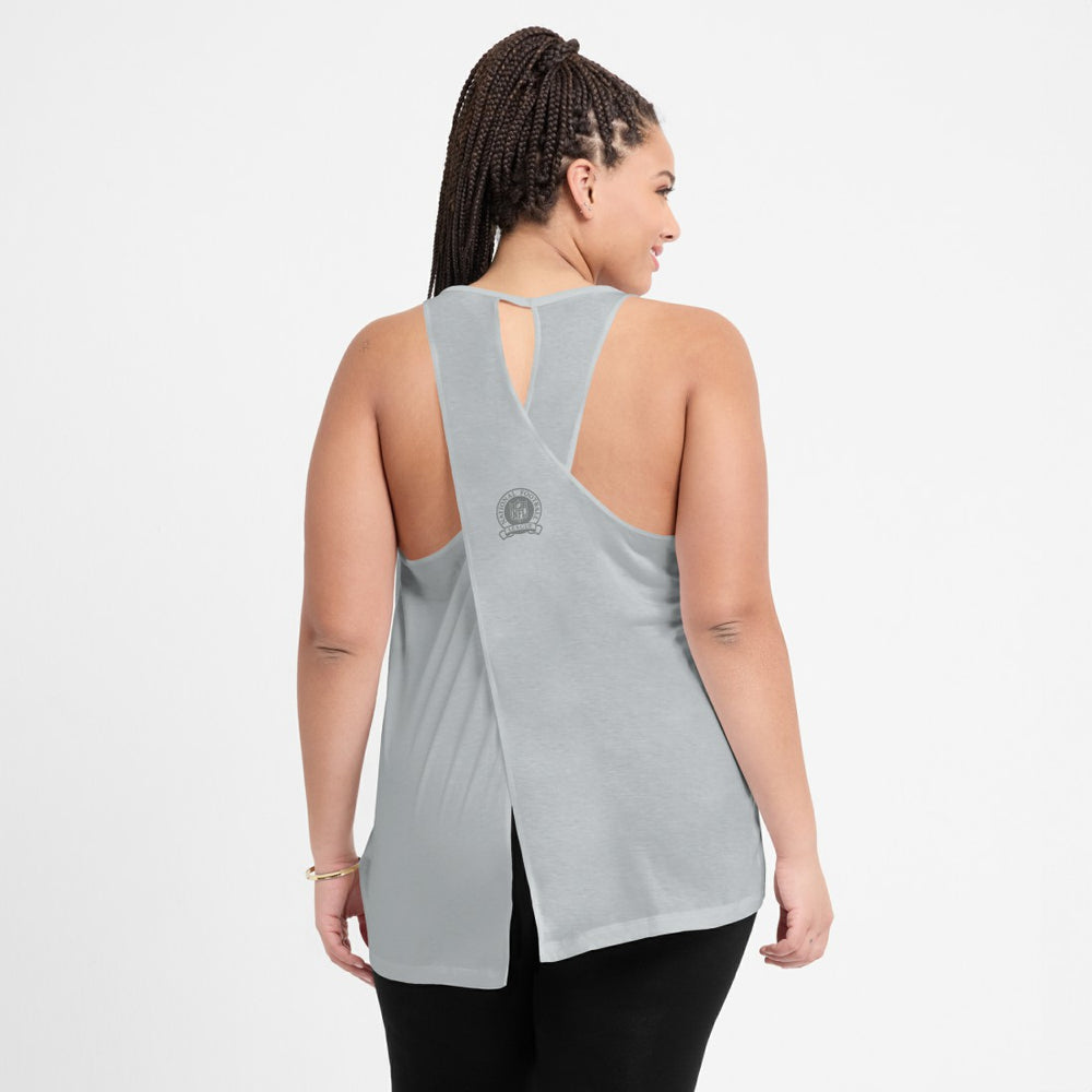 Detroit Lions Women's Glory Open-Back Crisscross Dri-FIT Tank Top Gray | Nike for Sale