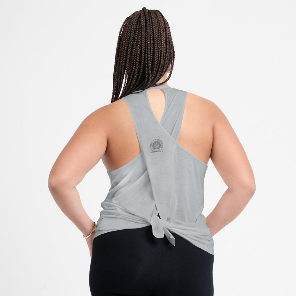 Detroit Lions Women's Glory Open-Back Crisscross Dri-FIT Tank Top Gray | Nike for Sale