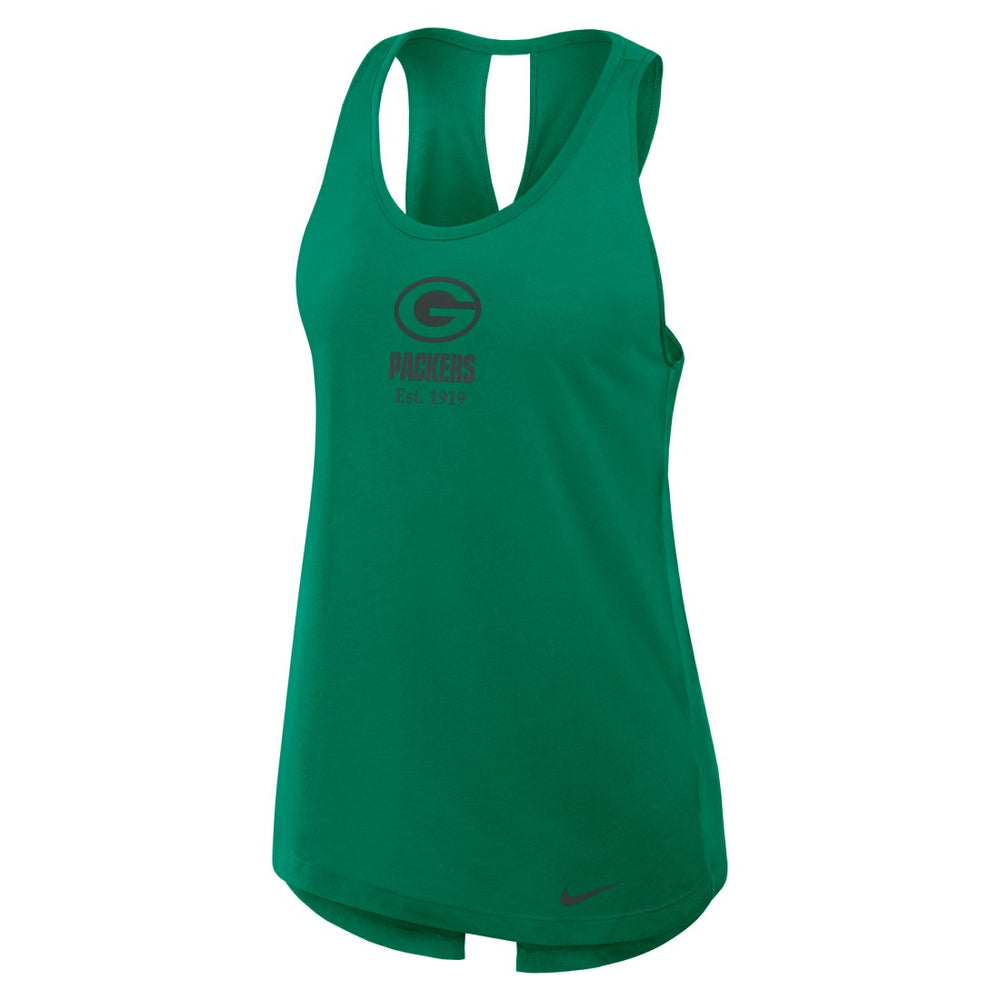 Green Bay Packers Women's Glory Open-Back Crisscross Dri-FIT Tank Top Green | Nike for Sale