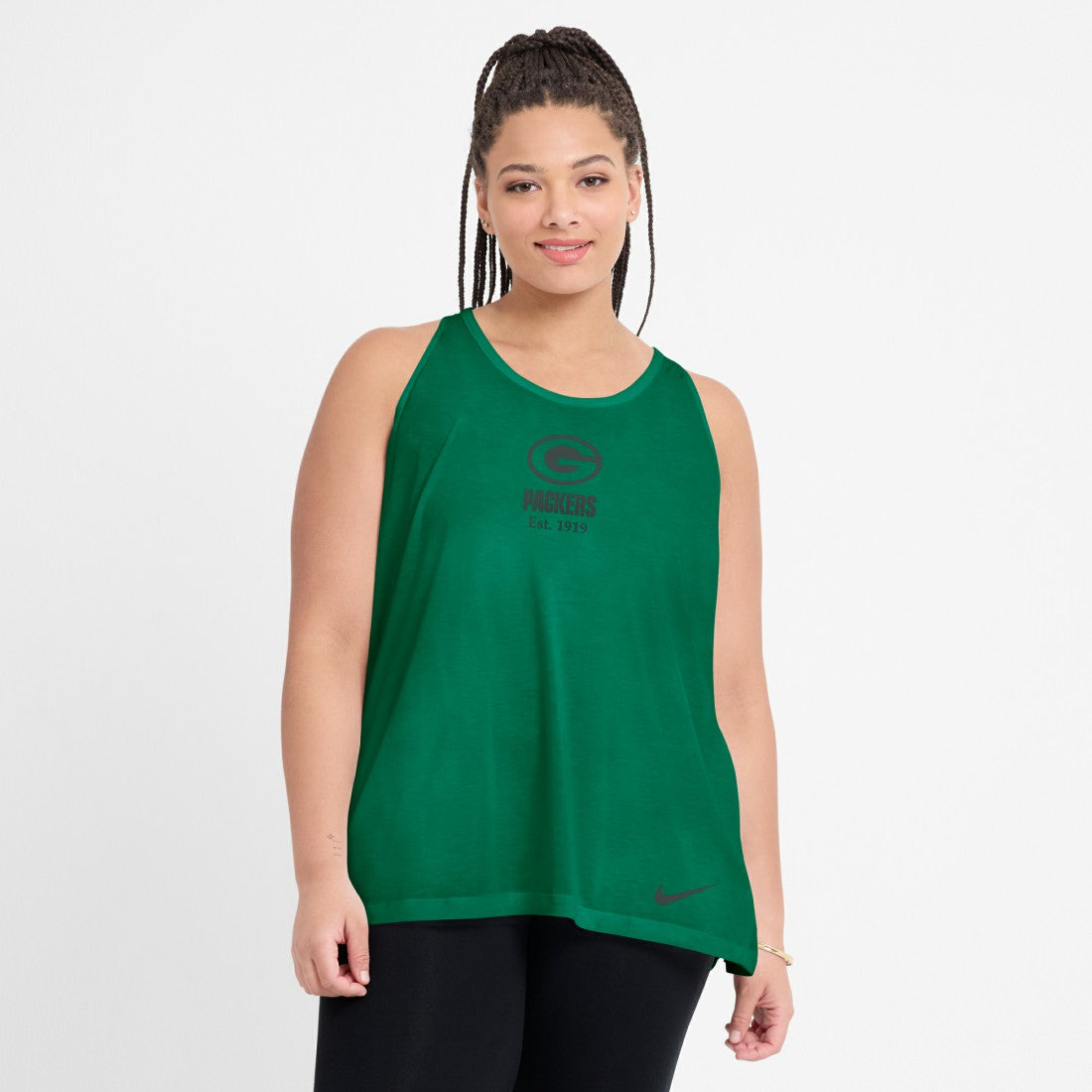 Green Bay Packers Women's Glory Open-Back Crisscross Dri-FIT Tank Top Green | Nike for Sale
