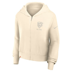 Chicago Bears Women's Glory Cropped Full-Zip Hoodie Cream | Nike for Sale
