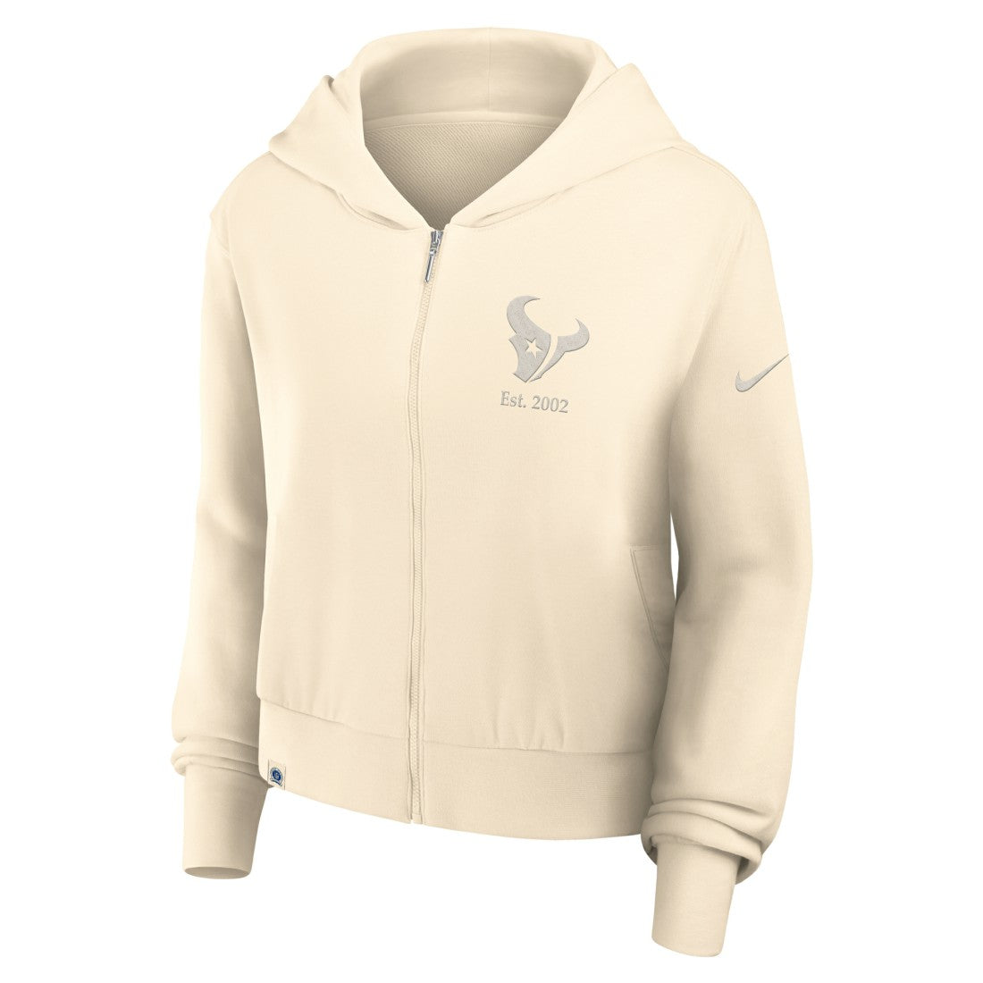 Houston Texans Women's Glory Cropped Full-Zip Hoodie Cream | Nike for Sale