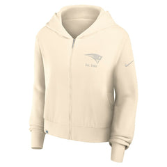 New England Patriots Women's Glory Cropped Full-Zip Hoodie Cream | Nike for Sale