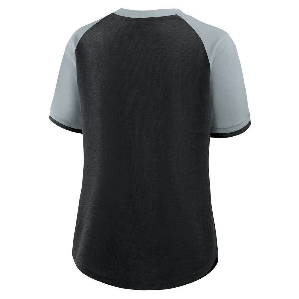 Las Vegas Raiders Women's Height Advantage T-Shirt Black/Silver | Fanatics