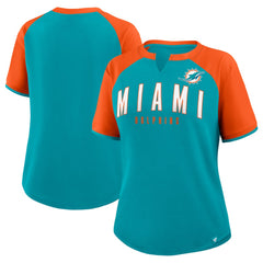 Miami Dolphins Women's Height Advantage T-Shirt Aqua/Orange | Fanatics