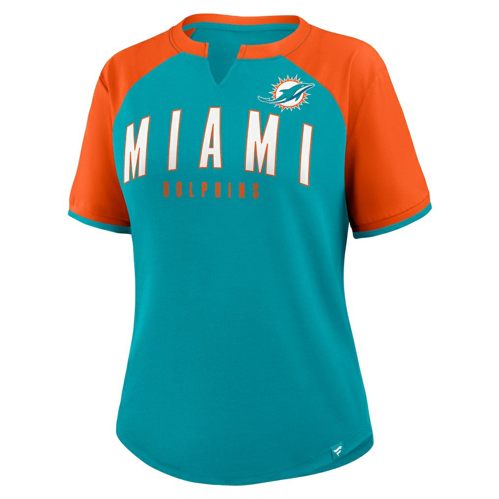 Miami Dolphins Women's Height Advantage T-Shirt Aqua/Orange | Fanatics